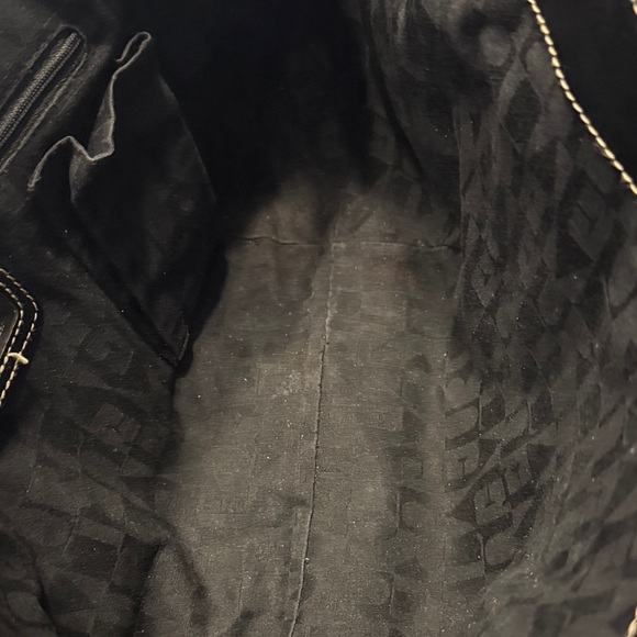 Furla  Classic Black Leather Shoulder Bag Tote Vintage - Picture 6 of 7